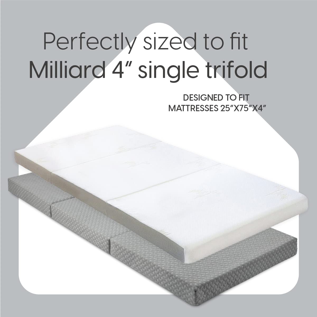 Fitted Sheet For The Milliard Trifold Mattress, Super Soft And Cozy Washable Grey Sheet (Single, 4')