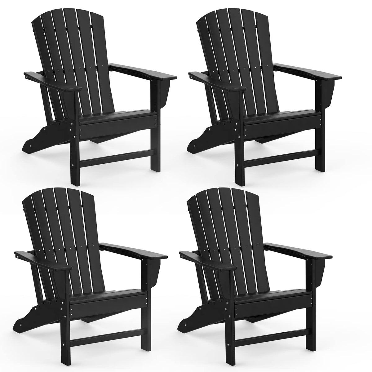 Greenvines Adirondack Chairs Set Of 4, Hdpe All-Weather Fire Pit Chairs, Plastic Campfire Chair For Deck Backyard Patio Outdoor Poolside Porch Lawn Outside, White
