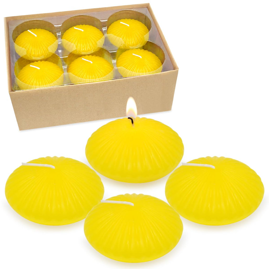 12 Pack 3 Inch Citronella Floating Candles for Summer, 10 Hour Yellow Dripless Tealight Candles for Cylinder Vases, Centerpieces