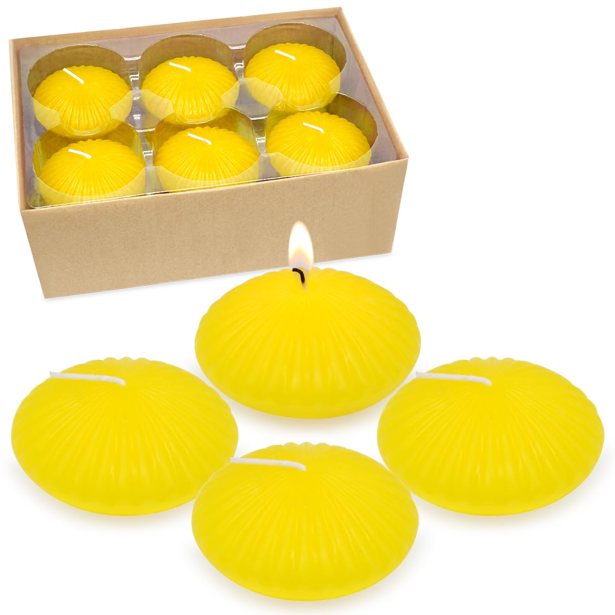 12 Pack 3 Inch Citronella Floating Candles for Summer, 10 Hour Yellow Dripless Tealight Candles for Cylinder Vases, Centerpieces
