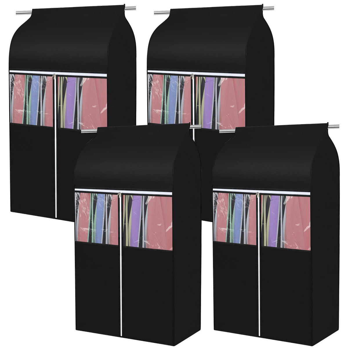 Amylove 4 Pcs 43 Garment Bags for Hanging with Zippers Hanging Clothes Storage Garment Rack Cover Sealed Dust Cover Wardrobe C