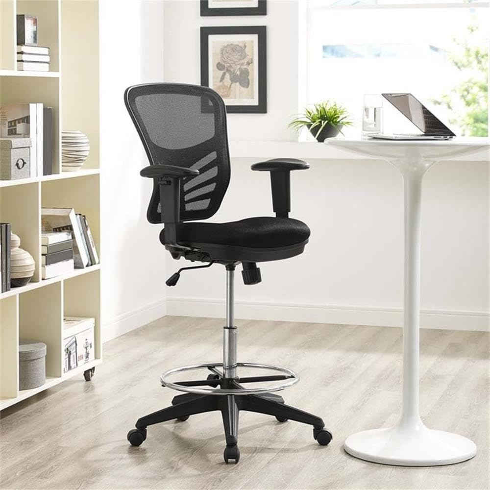 Modway Articulate Drafting Chair - Reception Desk Chair - Drafting Table Chair In Black