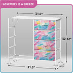 Sorbus Kids Dresser With 8 Drawers - Storage Chest Organizer Unit Nightstand - Steel Frame, Wood Top, Tie-Dye Fabric Bins For Clothes - Wide Furniture For Bedroom, Hallway, Nursery, Closet, Apartment