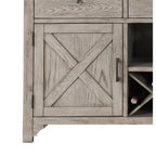 Acme Rocky 3-Drawer Wood Server with Wine Rack in Gray Oak