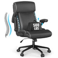 Big And Tall Office Chair, 500Lbs For Heavy People, High Back Leather Executive Desk Chair With Flip-Up Armrests And Adjustable