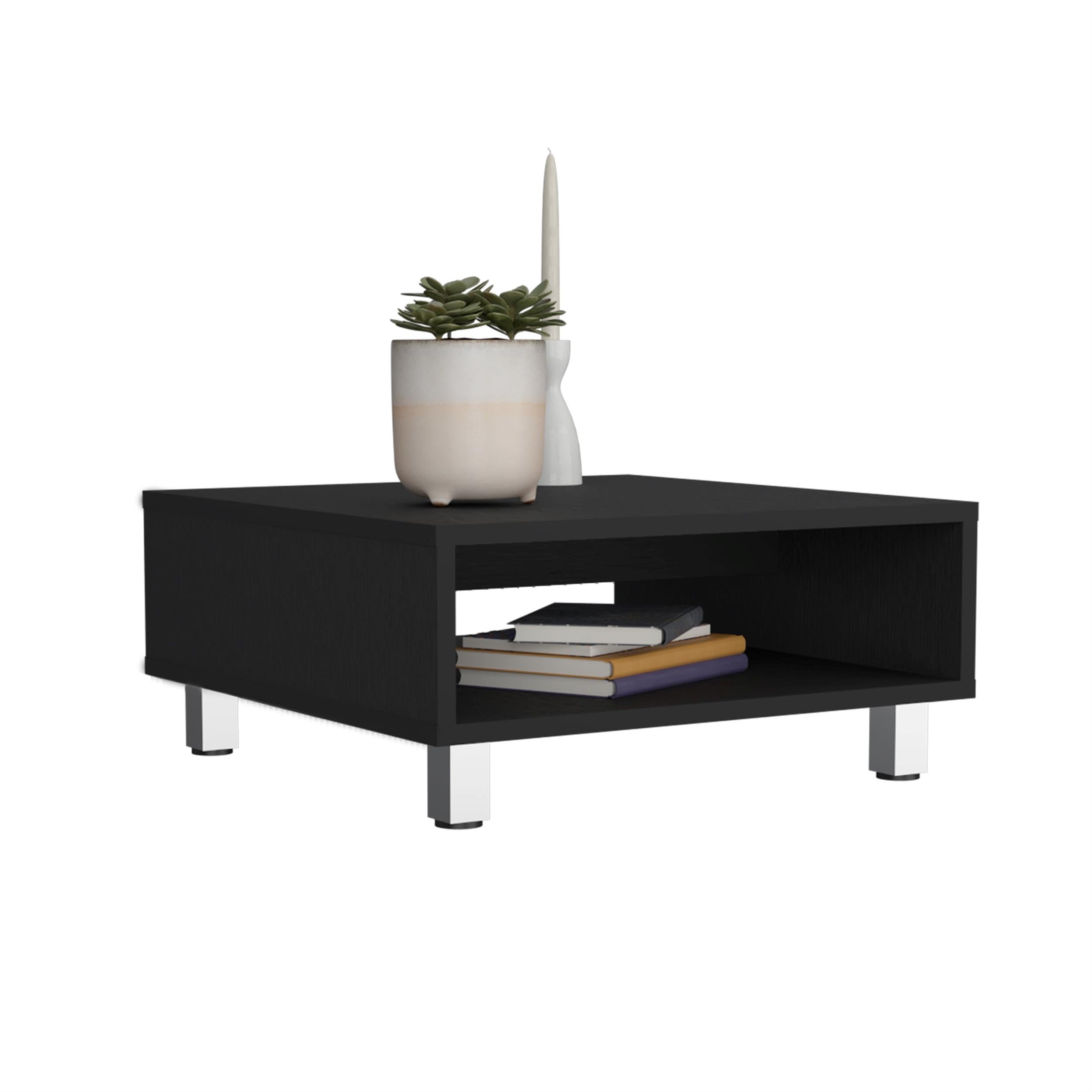 Depot EShop Chiniak Coffee Table 1 Shelf 4 Legs Black