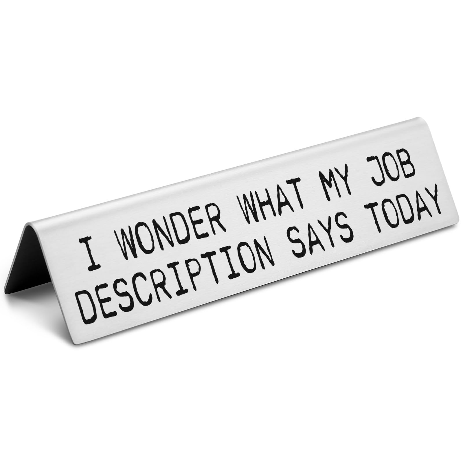 Funny Novelty Nameplate for Office, Funny Desk Decor Plate Sign Coworker Gift for Women Men, I Wonder What My Job Description Sa