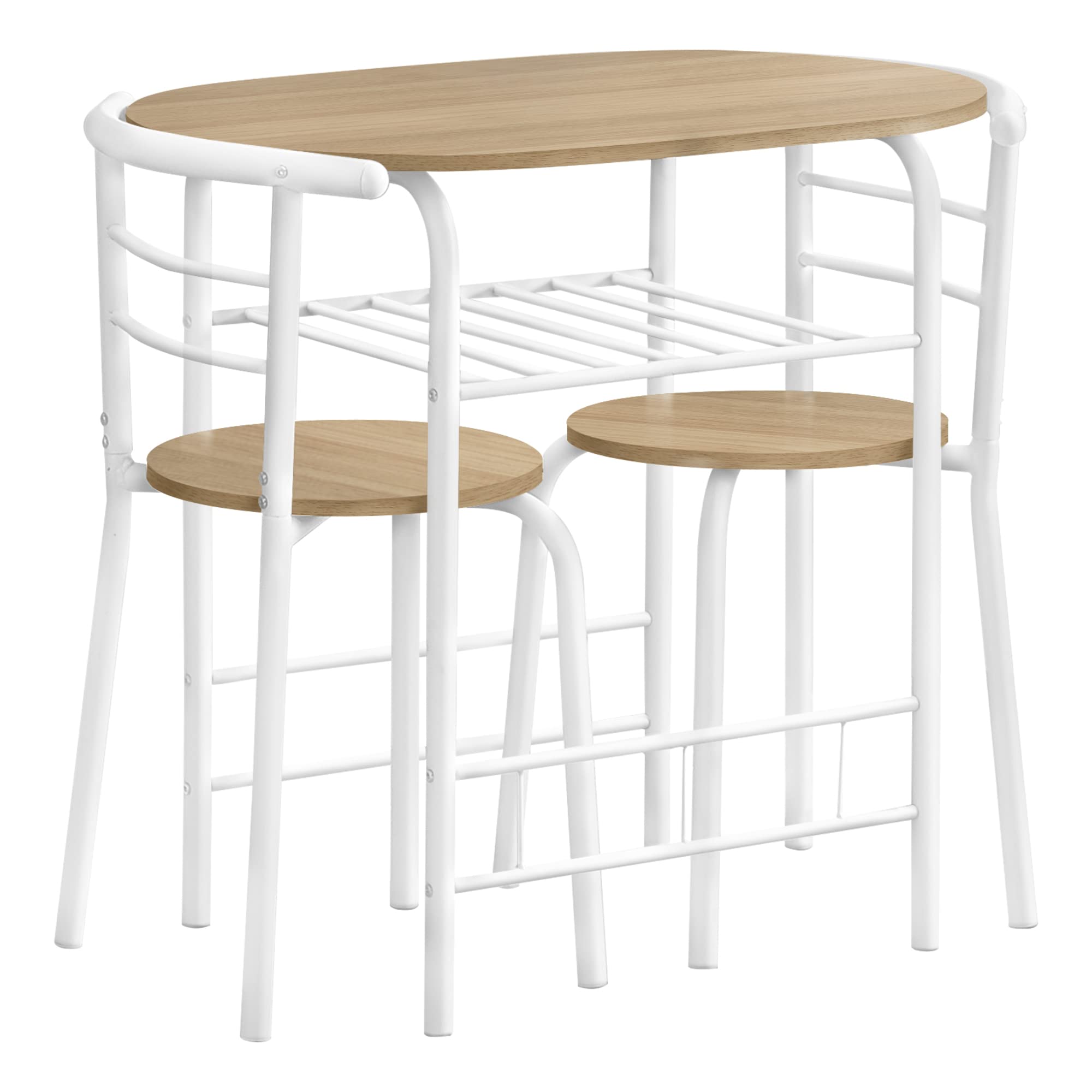 Monarch Specialties 1209 Dining Table, 3Pcs Set, Small, 32&Quot; L, Kitchen, Metal, Laminate, Natural, White, Contemporary, Modern Set-3Pcs Top, 31.5&Quot; L X 20.75&Quot; W X 29.25&Quot; H