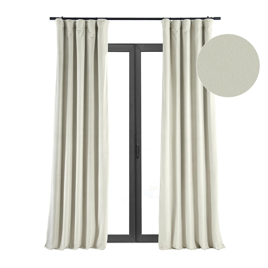 Hpd Half Price Drapes Signature Velvet Thermal Blackout Curtains For Living Room 84 Inch Long (1 Panel) Rod Pocket Insulated Blackout Curtains For Bedroom Window Curtains, 50W X 84L, Porcelain White