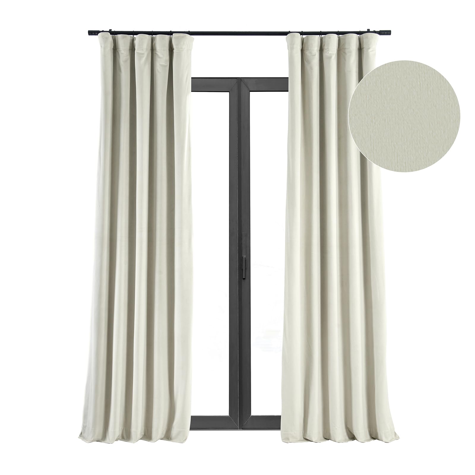 Hpd Half Price Drapes Signature Velvet Thermal Blackout Curtains For Living Room 84 Inch Long (1 Panel) Rod Pocket Insulated Blackout Curtains For Bedroom Window Curtains, 50W X 84L, Porcelain White