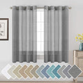 H.Versailtex Linen Semi Sheer Curtains 63 Pair Set Linen Textured Sheer Curtains Nickel Grommet Window Treatment Panels For Bedr