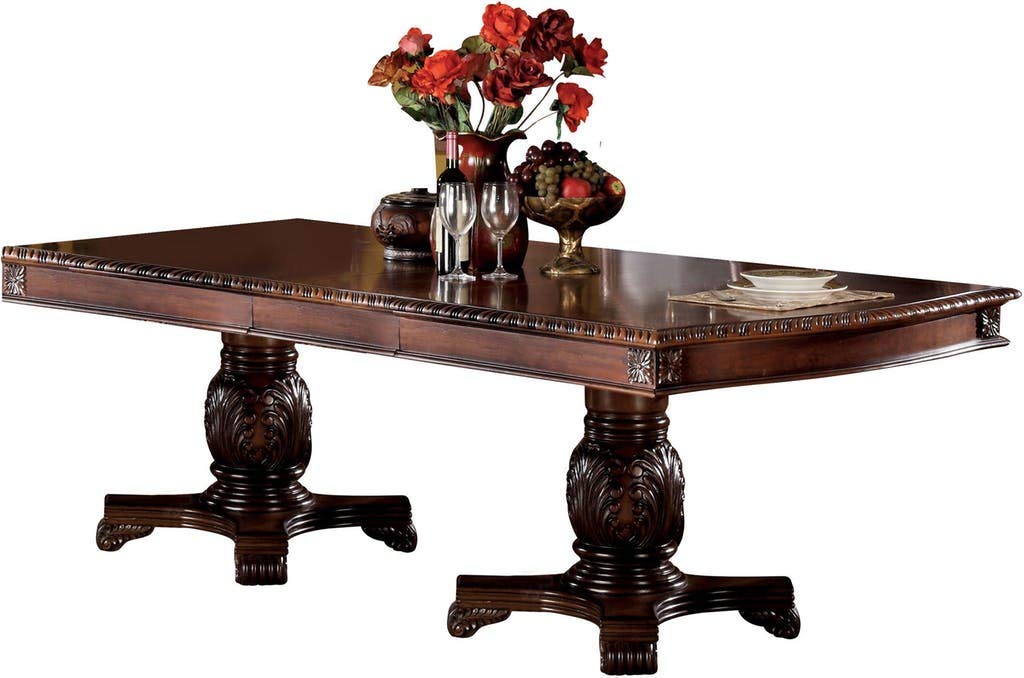 Acme Chateau De Ville Dining Table with Double Pedestal in Cherry