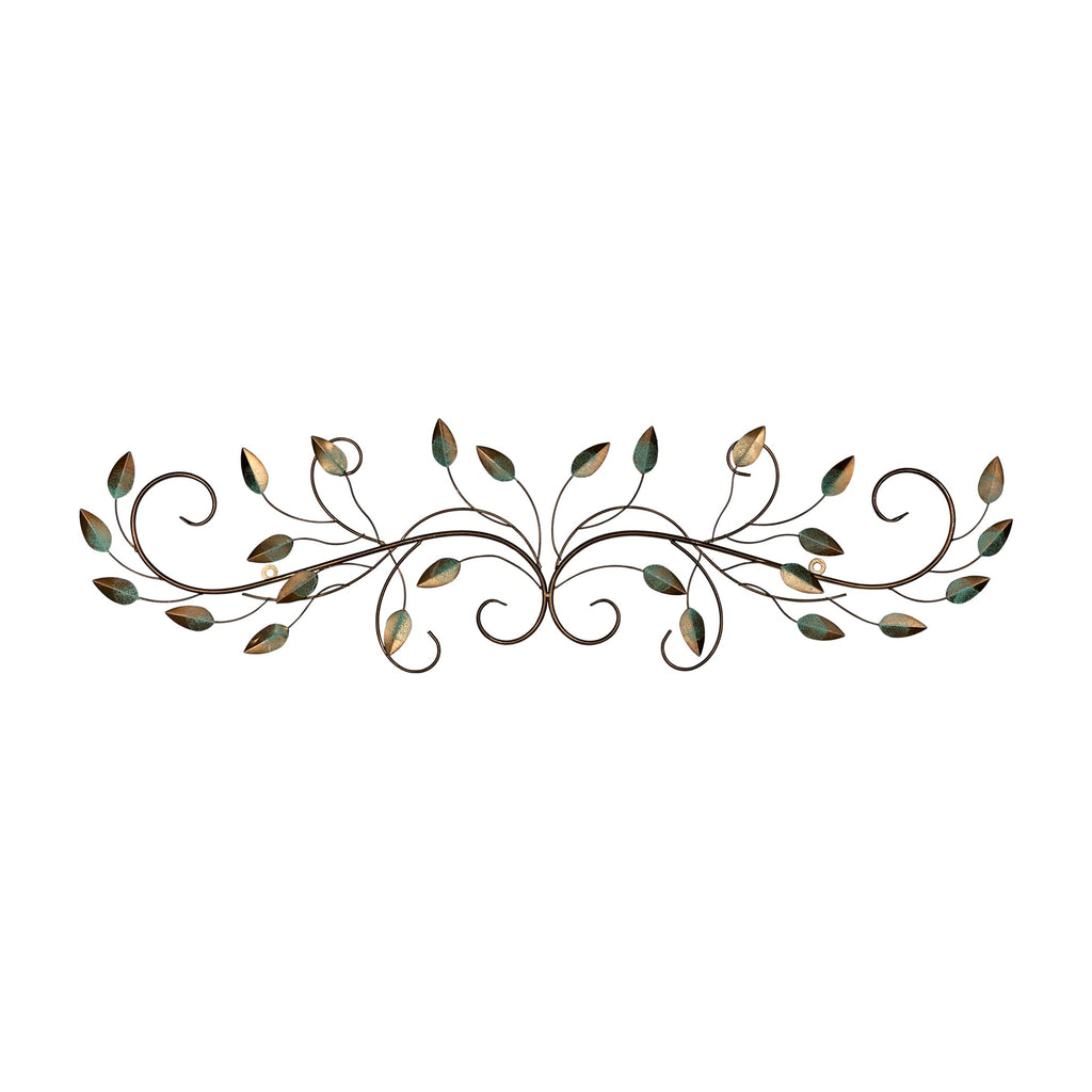 Stratton Home Decor Shd0065 Patina Scroll Leaf Wall Decor, 40.00 W X 1.00 D X 10.00 H