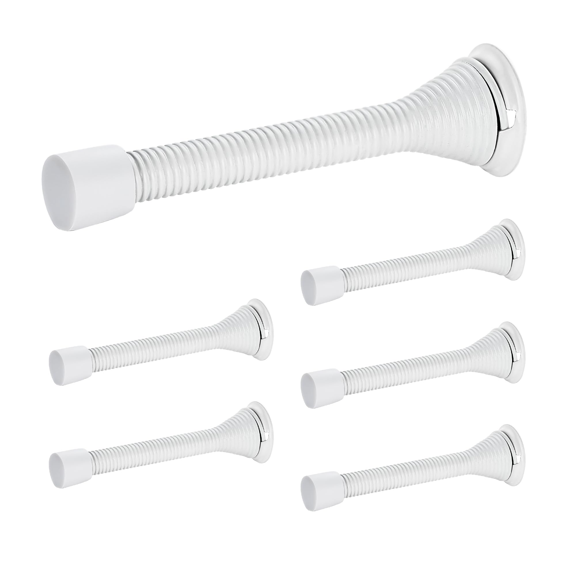 Ravinte Door Stoppers, 6 Pack White Spring Door Stops With Rubber Bumper, Door Stoppers For Bottom Of Door