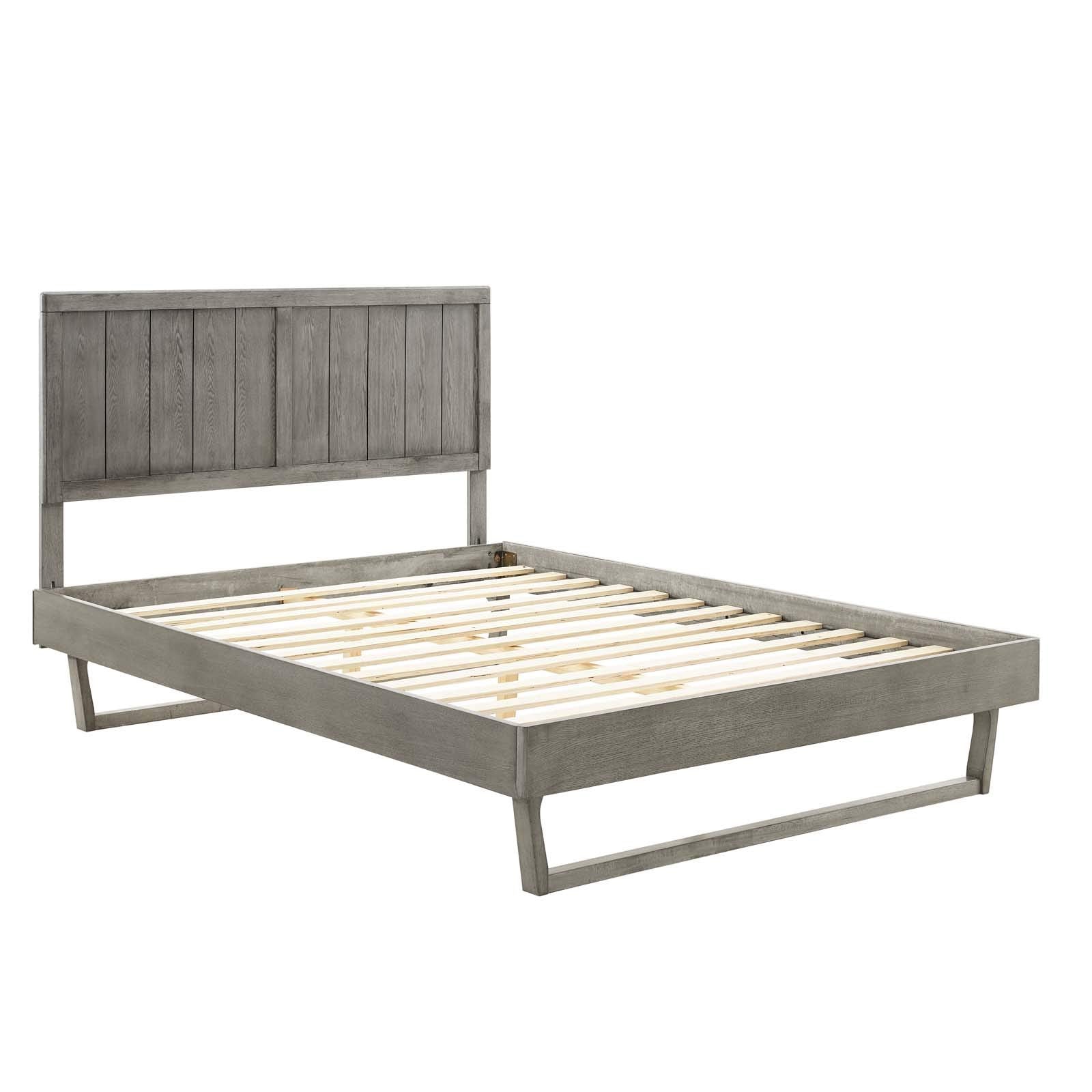 Modway Alana Wood Queen Platform Bed In Gray With Angular Frame