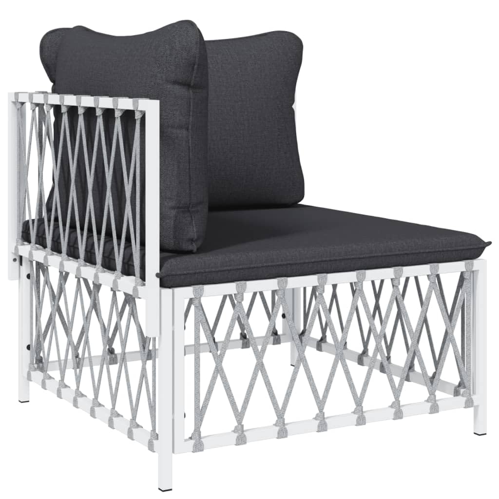 vidaXL 8-Piece Outdoor Patio Lounge Set - White Steel Frame, Durable Woven Fabric Material, Thickly Padded Cushions, Backrest for Extra Comfort and Modular Design