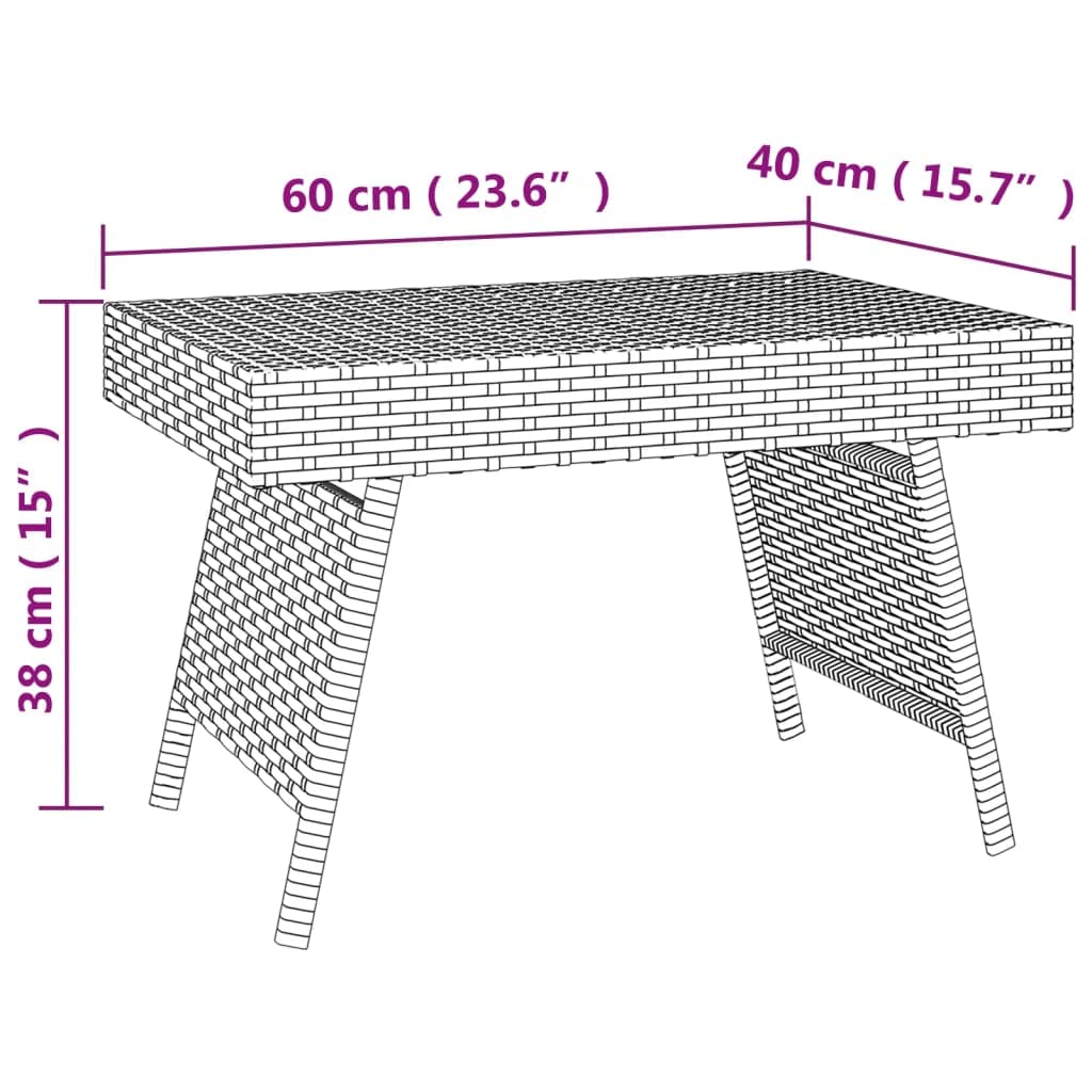 vidaXL Foldable Brown Side Table - Weather Resistant Poly Rattan, Powder-Coated Steel Frame, Space Efficient Design, Suitable for Indoor and Outdoor Use
