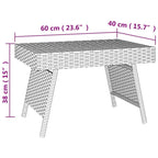 vidaXL Foldable Brown Side Table - Weather Resistant Poly Rattan, Powder-Coated Steel Frame, Space Efficient Design, Suitable for Indoor and Outdoor Use