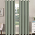 H.Versailtex Room Darkening Curtains For Living Room Light Reducing Thermal Insulated Window Treatment Panels/Drapes Grommet Top 2 Panels Sea Grass - 52 X 84 Inches
