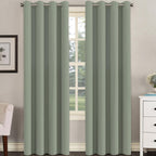 H.Versailtex Room Darkening Curtains For Living Room Light Reducing Thermal Insulated Window Treatment Panels/Drapes Grommet Top 2 Panels Sea Grass - 52 X 84 Inches