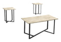 Monarch Specialties I 7974P Table Set, 3pcs Set, Coffe, Cream Stone Laminate, Black Metal, Contemporary