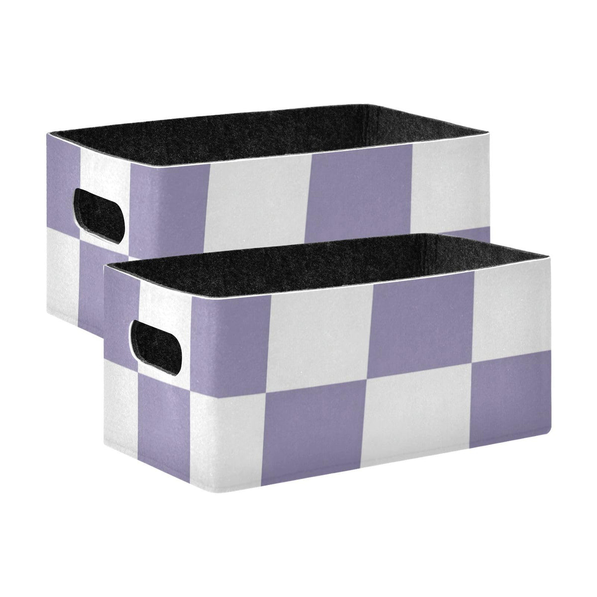 voucong Pastel Purple Checkered Checkerboard Decorative Shelf Baskets 2 Pack Organizing Shelves, Closet, Wardrobe for Shelves Cu