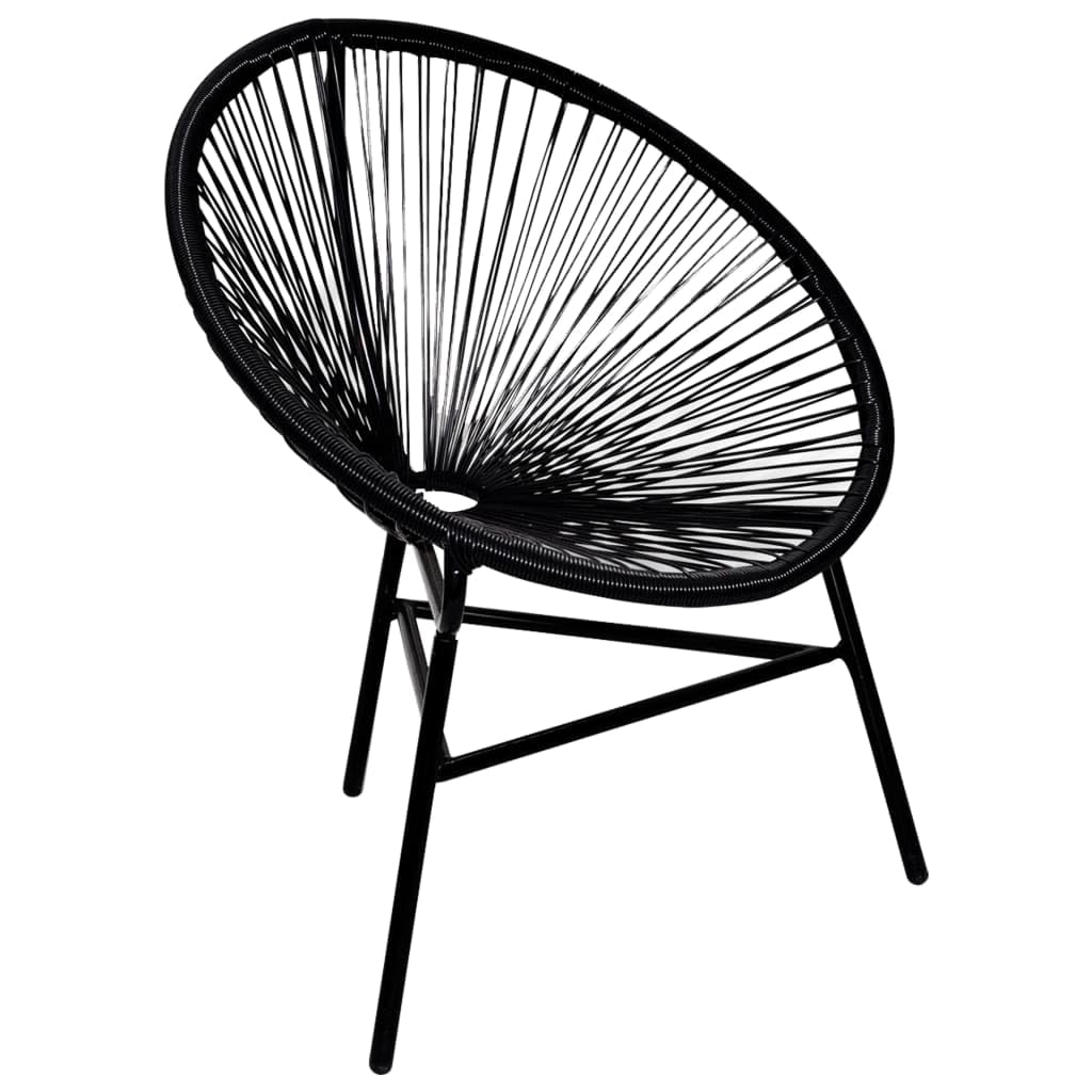 vidaXL Black Patio Moon Chair - Poly Rattan Material, Weather-Resistant and Durable, Unique Oval-Shaped Design, Ideal for Indoors and Outdoors