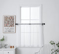 Pi White Sheer Tier Curtains 36 Inch Length,Voile Café Curtains Kitchen Tiers Basement Rod Pocket 2 Panels (Optical White, W25Xl36)