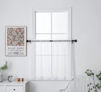 Pi White Sheer Tier Curtains 36 Inch Length,Voile Café Curtains Kitchen Tiers Basement Rod Pocket 2 Panels (Optical White, W25Xl36)
