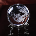 HDCRYSTALGIFTS Crystal 2.4 inch (60mm) Chinese Dragon Crystal Ball with Sliver-Plated Flowering Stand,Fengshui Glass Loong Ball 