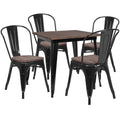 Flash Furniture Metal/Wood Restaurant Dining Table Set, 30.5"H, Black (Chwdtbch18)