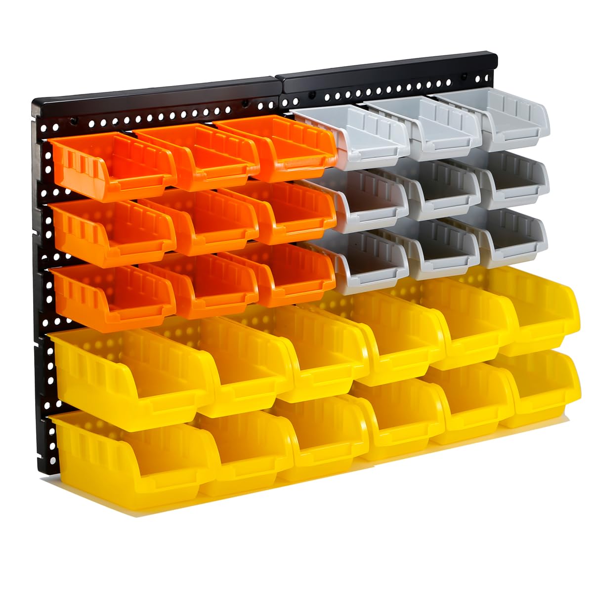 VEOFEMLEA 30Bin Wall Mounted Storage Bins Kit, Tool Organizer Rack, Garage Hardware Organizer, Parts Storage Bins, DIY Combinat