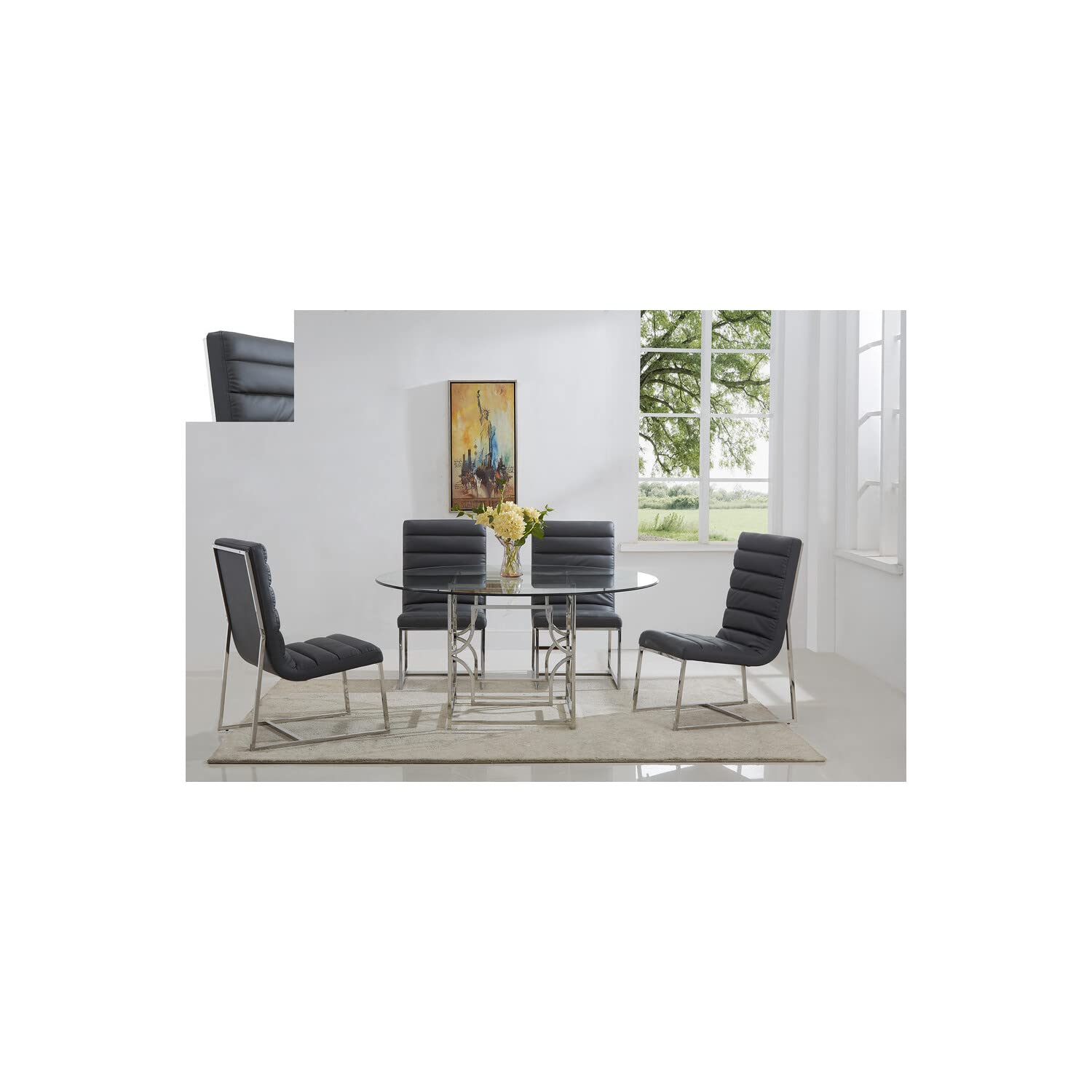 Best Master Alexis 54&quot; Stainless Steel And Glass Round Dining Table In Silver