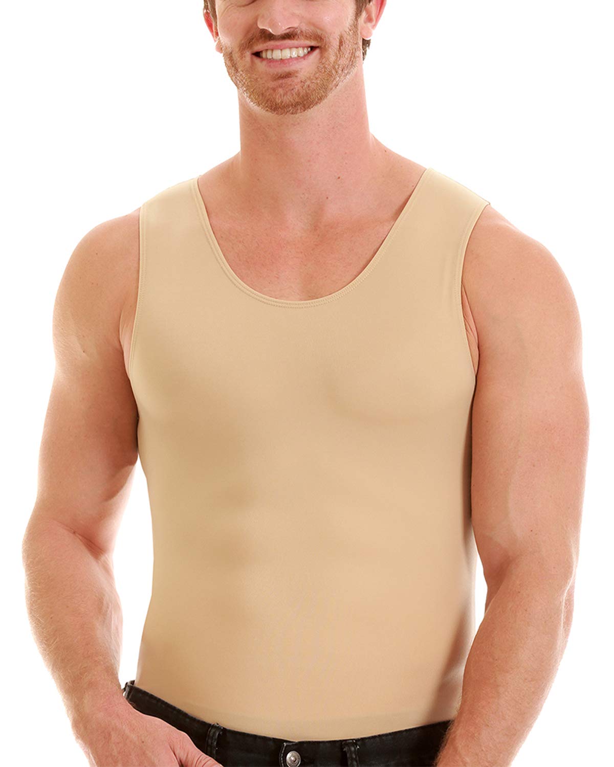 Insta Slim Mens Slimming Compression Muscle Tank Top Body Shaper Abdomen Control Undershirt (Nude-6Xl)