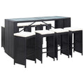vidaXL 9 Piece Patio Bar Set Poly Rattan Black