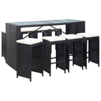 vidaXL 9 Piece Patio Bar Set Poly Rattan Black