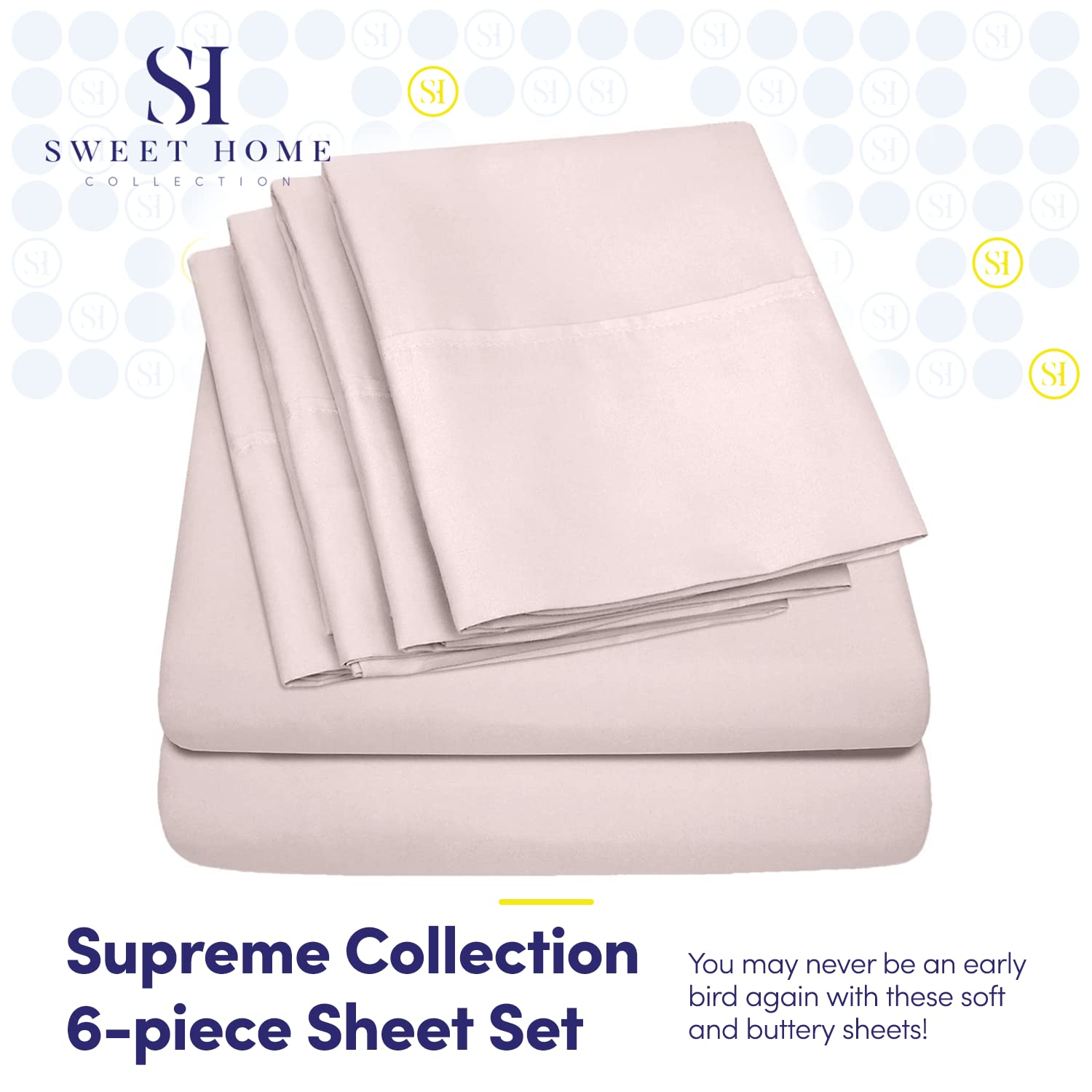King Size Bed Sheets - 6 Piece 1500 Supreme Collection Fine Brushed Microfiber Deep Pocket King Sheet Set Bedding - 2 Extra Pillow Cases, Great Value, King, Pale Pink