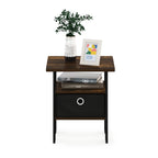 Furinno Andrey End Side Night Stand/Bedside Table with Bin Drawer, Amber Pine/Black