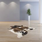 HomeRoots Cowhide Rug, Taupe and White Rug, Microsuede Rug, Home Decor Rug For Bedroom, Living Room, Sofa, Soft Modern Rug, Luxurious Indoor Rug 72' x 84'