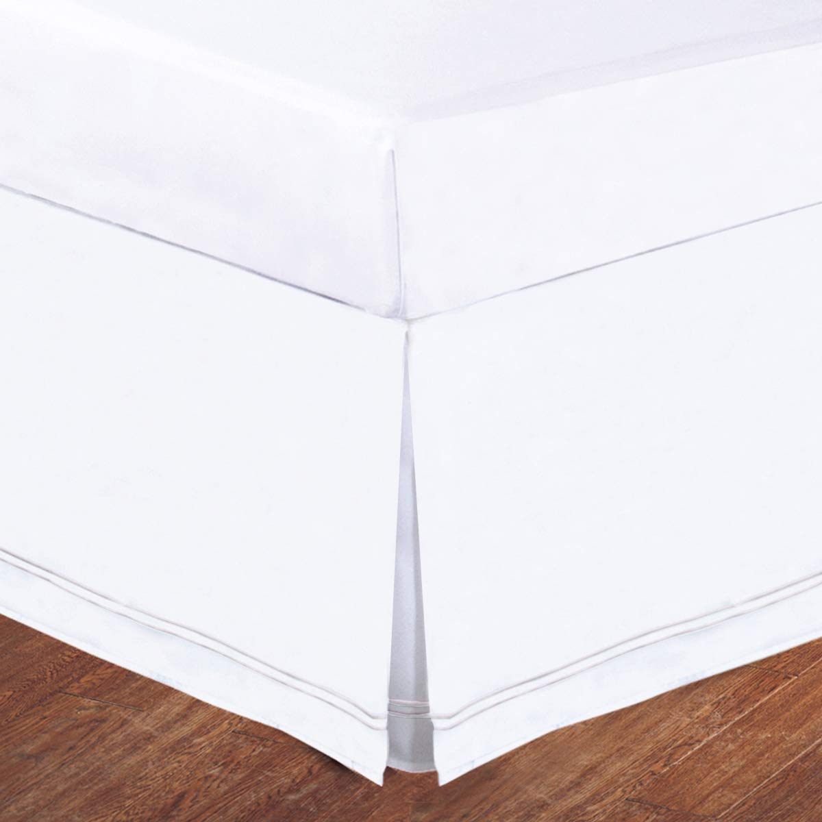 Levinsohn Luxury Hotel Tailored Bed Skirt - Baratta Stitched Hem, White, King