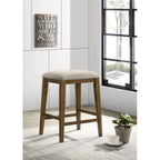 LILOLA LIVING Sasha Walnut Counter Height Stool with Upholstered Seat