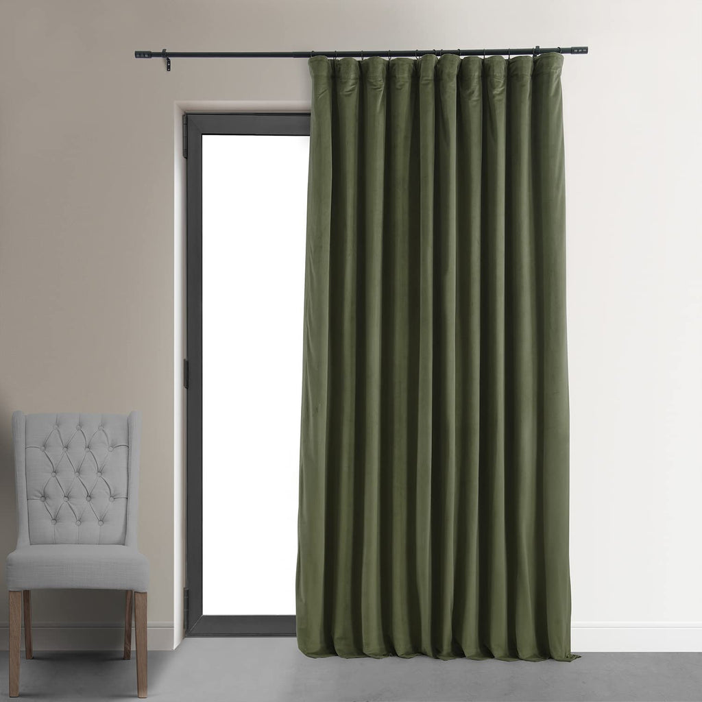 Hpd Half Price Drapes Signature Velvet Thermal Blackout Curtains For Living Room 84 Inch Long (1 Panel) Rod Pocket Insulated Blackout Curtains For Bedroom Window Curtains, 100W X 84L, Hunter Green