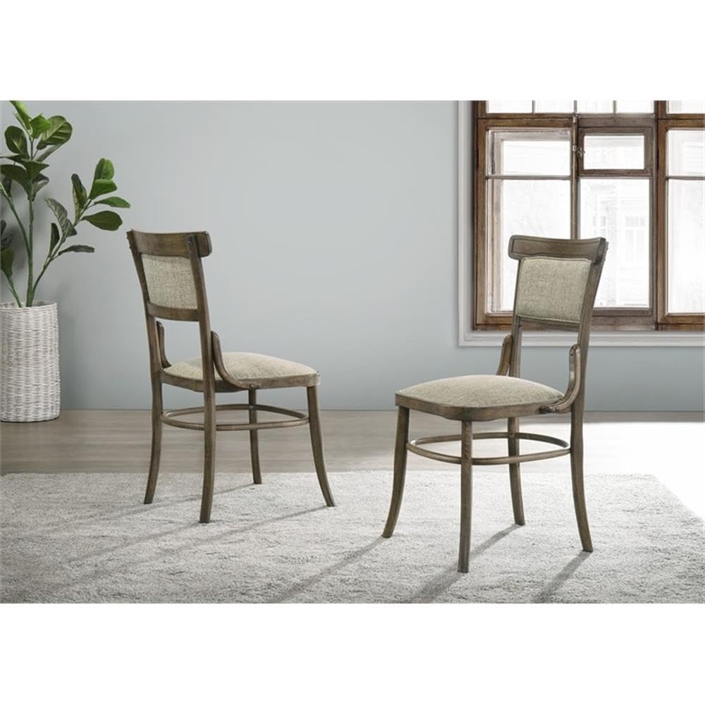 Lilola Home Bistro Set of 2 Vintage Walnut 19" Wide Contemporary Fabric Dining Chair with Cushion