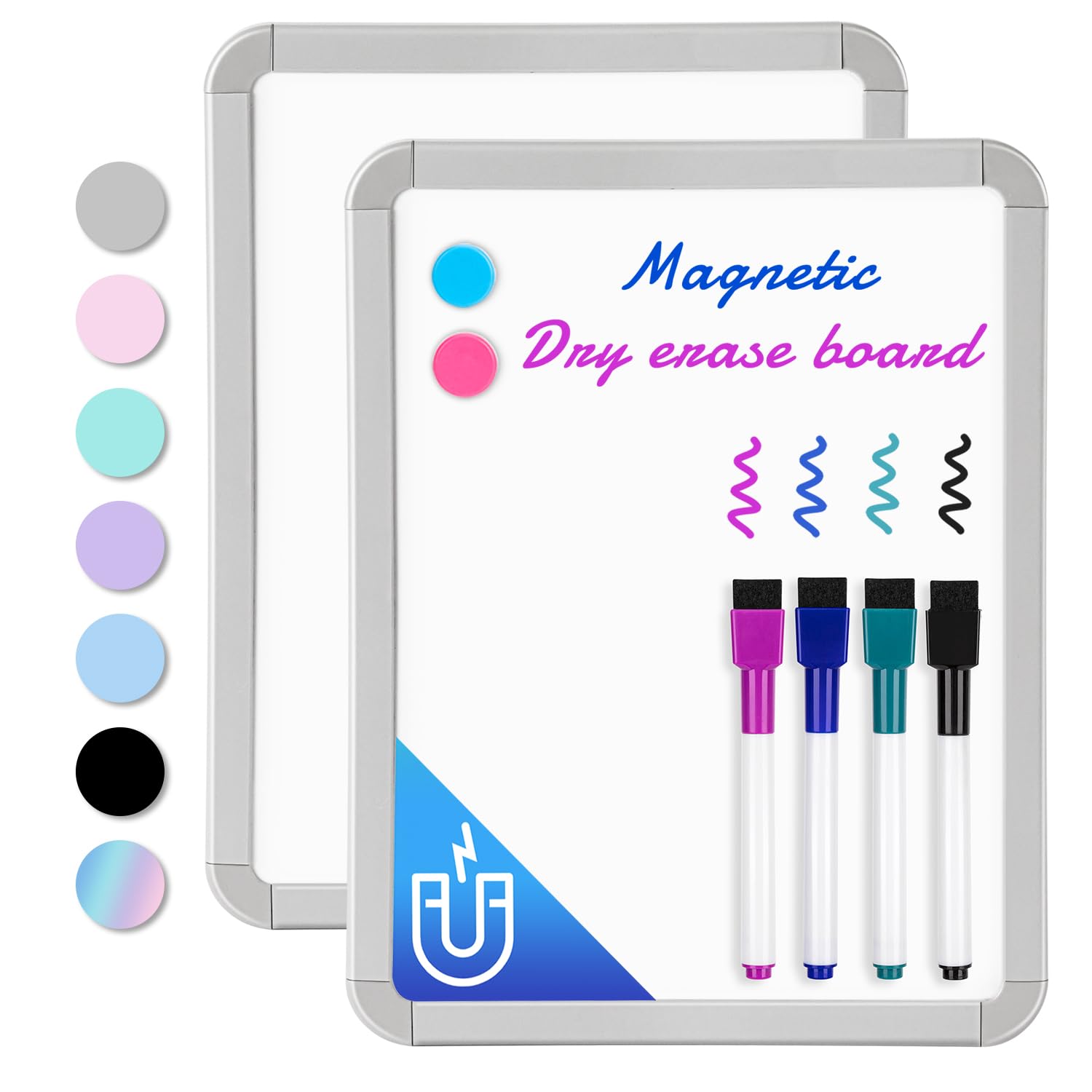 Vusign Small Dry Erase Whiteboard, 8.5 X 11 Inches White Board For Kids, Students, Fridge, Locker, Mini Dry Erase Board, 2 Pack