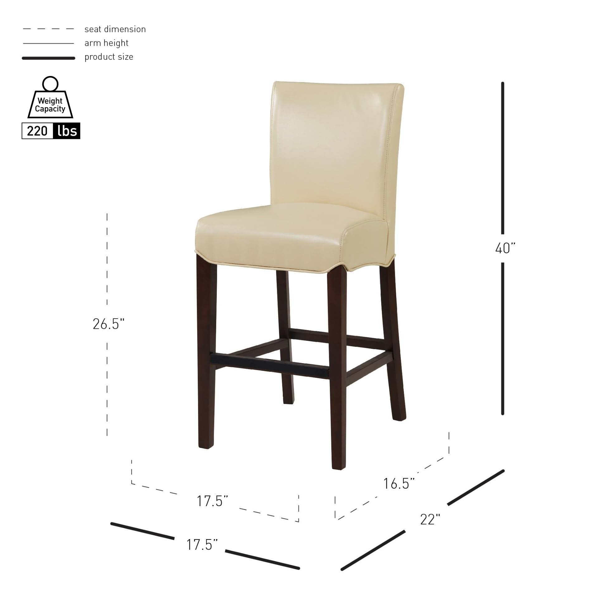 New Pacific Direct Milton Bonded Leather Counter Bar & Counter Stools, Cream