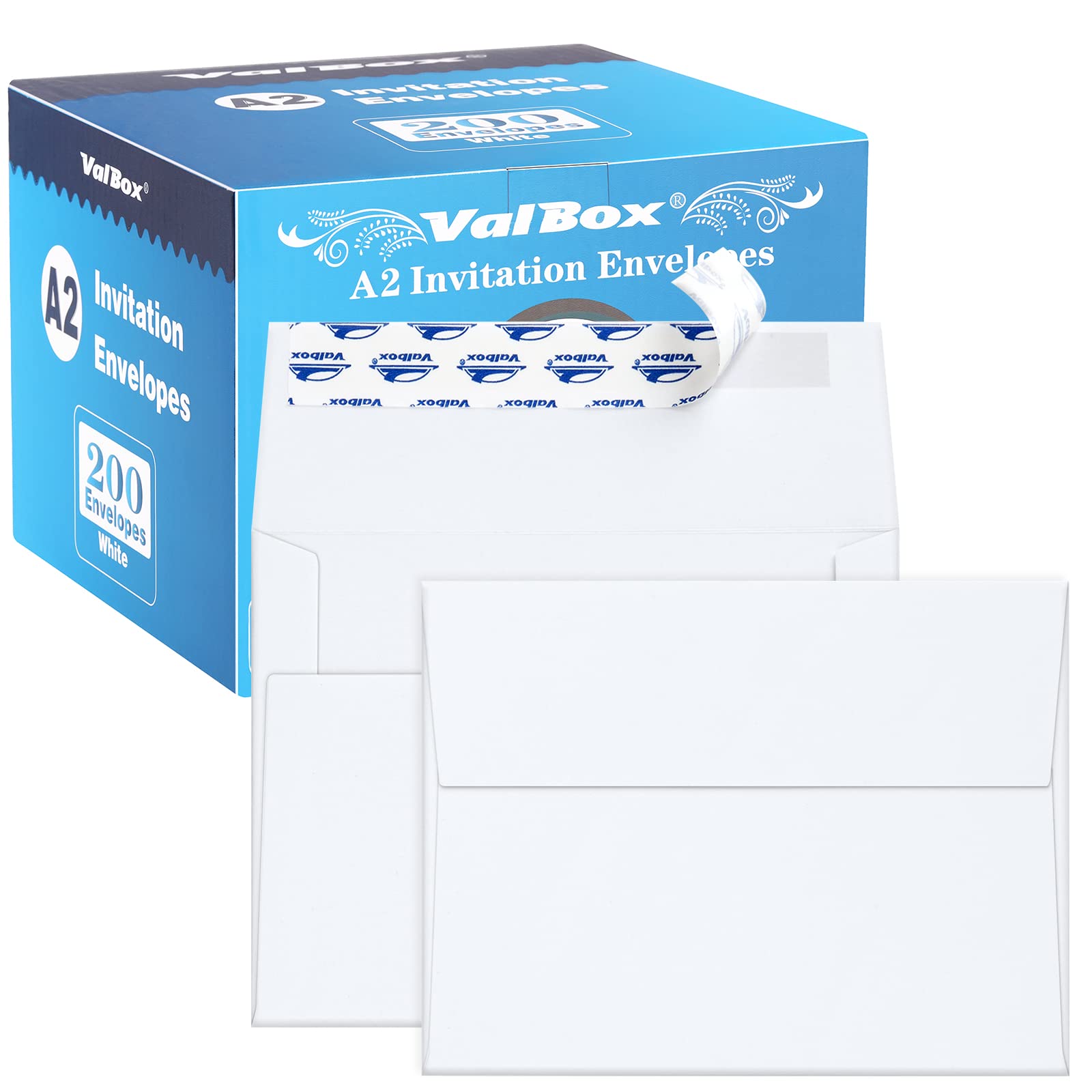 Valbox A2 Invitation Envelopes 4.375X5.75' White Envelopes Self Seal For Invitations, Photos, Wedding, Announcements, Thank You