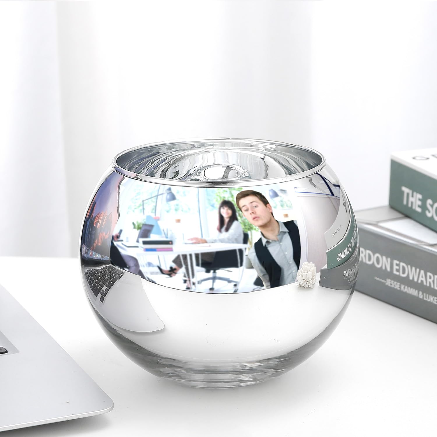 SNDEC Office Desk Accessories, 4.2 Cubicle Mirror to See Behind You, Corner Monitor Mirror for Desk, Silver Aesthetic Cubicle 