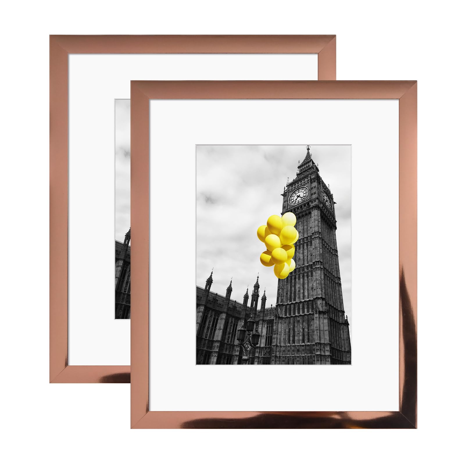 BSRHOME 8x10 Picture Frame 2 Pack, Made of High Definition Plexiglass for 8 x 10 Rose Gold Frames,Display Pictures 5x7 with Mat,