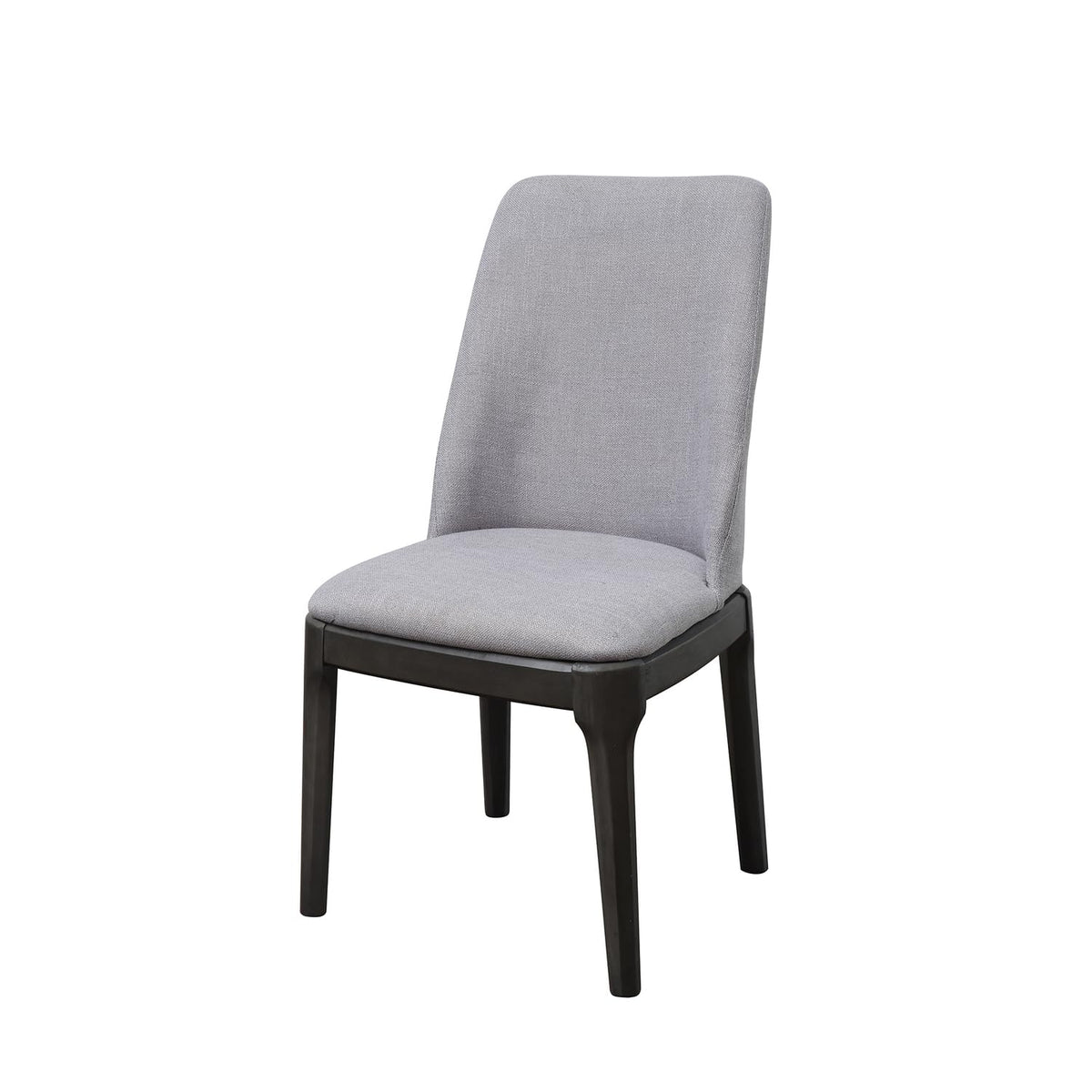 Benjara , Gray Linen Upholstered Wooden Side Chair With Curved Backrest And Block Legs, Set Of Two