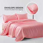 Candoury Satin Sheets Bed Set 4 Pcs, King Size Silky Bedding Set, Soft And Durable Pillowcase, Flat Sheet And Fitted Sheet, Hotel Luxury Bed Sheets Set(King, Blush)